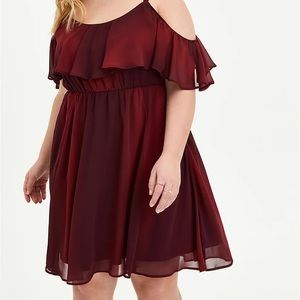 Torrid 18 Burgundy Colt Shoulder Dress NWT